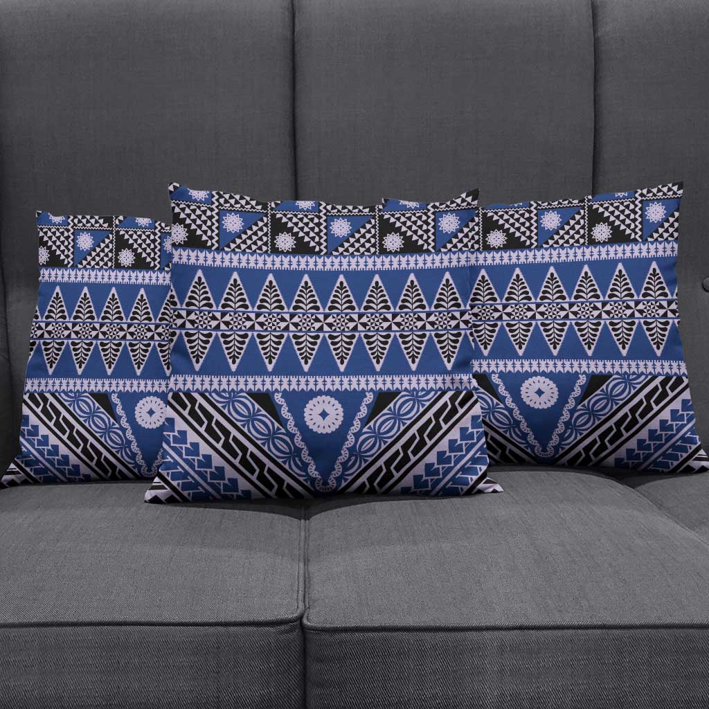 Vintage Bula Fiji Pillow Cover Prussian Blue Tapa Masi Motif LT9 - Polynesian Pride