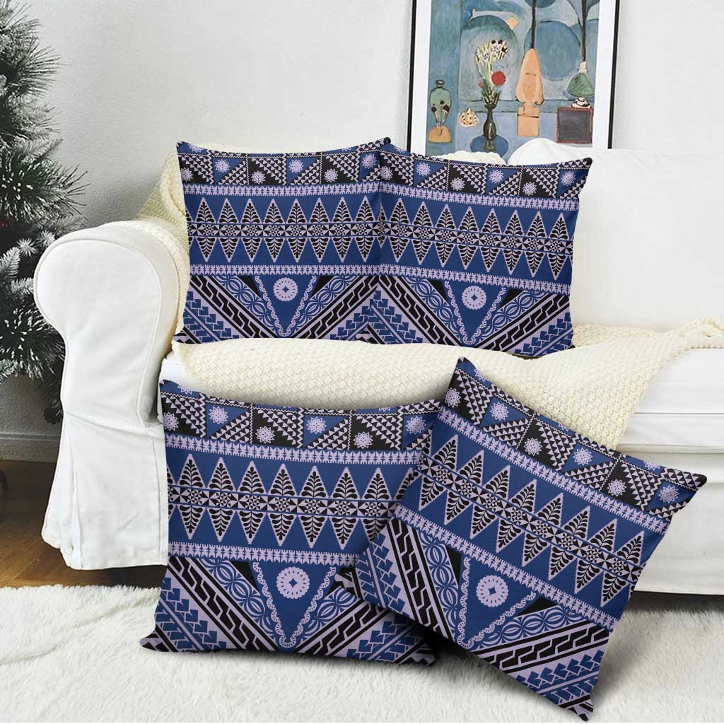 Vintage Bula Fiji Pillow Cover Prussian Blue Tapa Masi Motif LT9 - Polynesian Pride