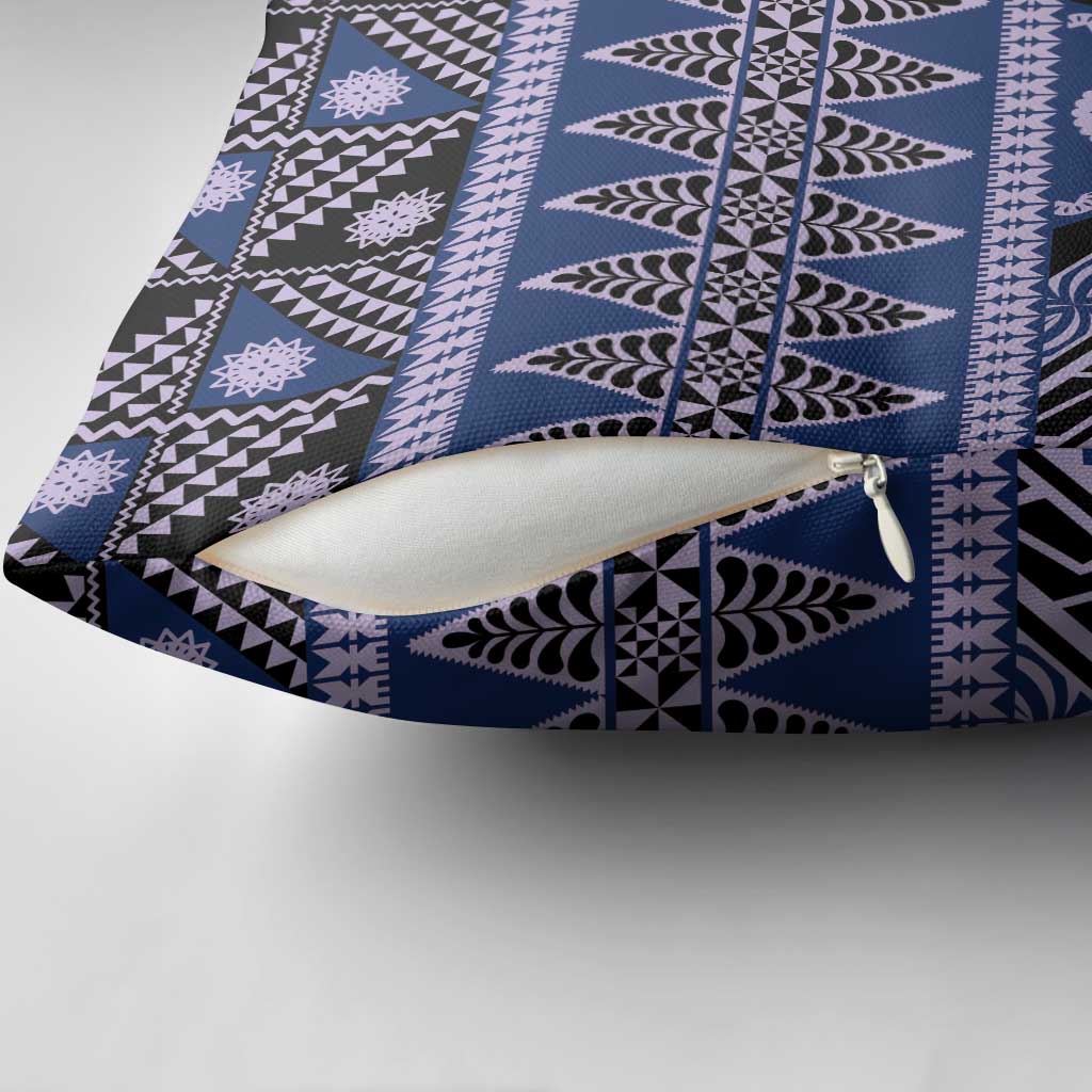 Vintage Bula Fiji Pillow Cover Prussian Blue Tapa Masi Motif LT9 - Polynesian Pride