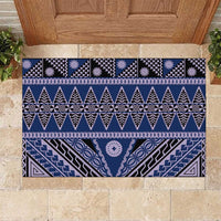 Vintage Bula Fiji Rubber Doormat Prussian Blue Tapa Masi Motif