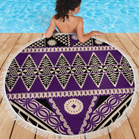Vintage Bula Fiji Beach Blanket Purple Tapa Masi Motif