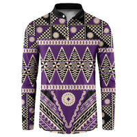 Vintage Bula Fiji Button Sweatshirt Purple Tapa Masi Motif