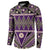 Vintage Bula Fiji Button Sweatshirt Purple Tapa Masi Motif