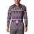 Vintage Bula Fiji Button Sweatshirt Purple Tapa Masi Motif