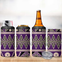 Vintage Bula Fiji 4 in 1 Can Cooler Tumbler Purple Tapa Masi Motif