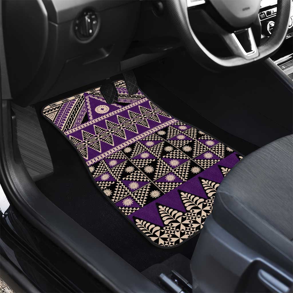 Vintage Bula Fiji Car Mats Purple Tapa Masi Motif