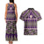 Vintage Bula Fiji Couples Matching Tank Maxi Dress and Hawaiian Shirt Purple Tapa Masi Motif
