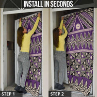 Vintage Bula Fiji Door Cover Purple Tapa Masi Motif - Polynesian Pride