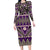 Vintage Bula Fiji Family Matching Long Sleeve Bodycon Dress and Hawaiian Shirt Purple Tapa Masi Motif