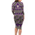 Vintage Bula Fiji Family Matching Long Sleeve Bodycon Dress and Hawaiian Shirt Purple Tapa Masi Motif