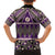 Vintage Bula Fiji Family Matching Off The Shoulder Long Sleeve Dress and Hawaiian Shirt Purple Tapa Masi Motif