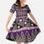 Vintage Bula Fiji Family Matching Off The Shoulder Long Sleeve Dress and Hawaiian Shirt Purple Tapa Masi Motif