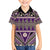 Vintage Bula Fiji Family Matching Off The Shoulder Long Sleeve Dress and Hawaiian Shirt Purple Tapa Masi Motif