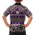 Vintage Bula Fiji Family Matching Off Shoulder Short Dress and Hawaiian Shirt Purple Tapa Masi Motif