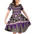 Vintage Bula Fiji Family Matching Off Shoulder Short Dress and Hawaiian Shirt Purple Tapa Masi Motif