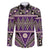 Vintage Bula Fiji Family Matching Off Shoulder Short Dress and Hawaiian Shirt Purple Tapa Masi Motif