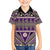 Vintage Bula Fiji Family Matching Off Shoulder Short Dress and Hawaiian Shirt Purple Tapa Masi Motif