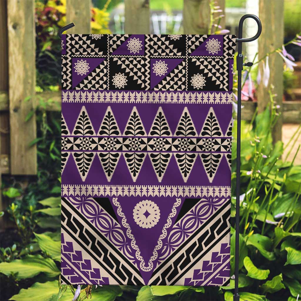 Vintage Bula Fiji Garden Flag Purple Tapa Masi Motif
