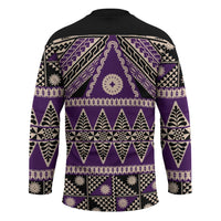 Vintage Bula Fiji Hockey Jersey Purple Tapa Masi Motif - Polynesian Pride