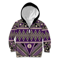 Vintage Bula Fiji Kid Hoodie Purple Tapa Masi Motif