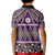 Vintage Bula Fiji Kid Polo Shirt Purple Tapa Masi Motif