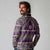 Vintage Bula Fiji Long Sleeve Polo Shirt Purple Tapa Masi Motif