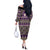 Vintage Bula Fiji Off The Shoulder Long Sleeve Dress Purple Tapa Masi Motif