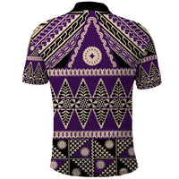 Vintage Bula Fiji Polo Shirt Purple Tapa Masi Motif