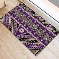 Vintage Bula Fiji Rubber Doormat Purple Tapa Masi Motif
