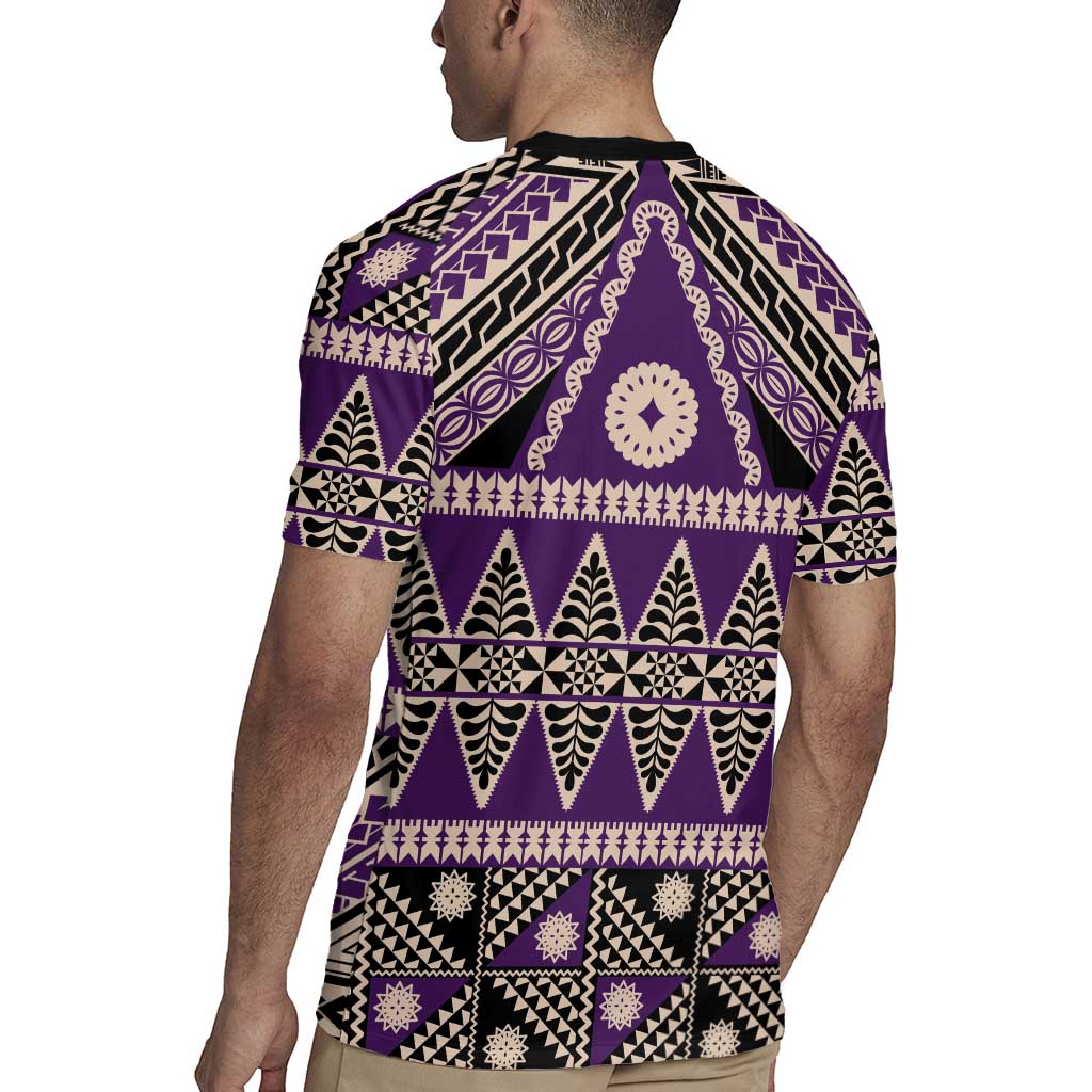 Vintage Bula Fiji Rugby Jersey Purple Tapa Masi Motif