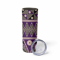 Vintage Bula Fiji Skinny Tumbler Purple Tapa Masi Motif