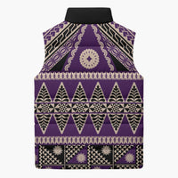 Vintage Bula Fiji Sleeveless Puffer Jacket Purple Tapa Masi Motif LT9 - Polynesian Pride