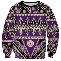 Vintage Bula Fiji Sweatshirt Purple Tapa Masi Motif