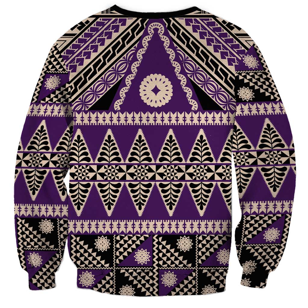 Vintage Bula Fiji Sweatshirt Purple Tapa Masi Motif