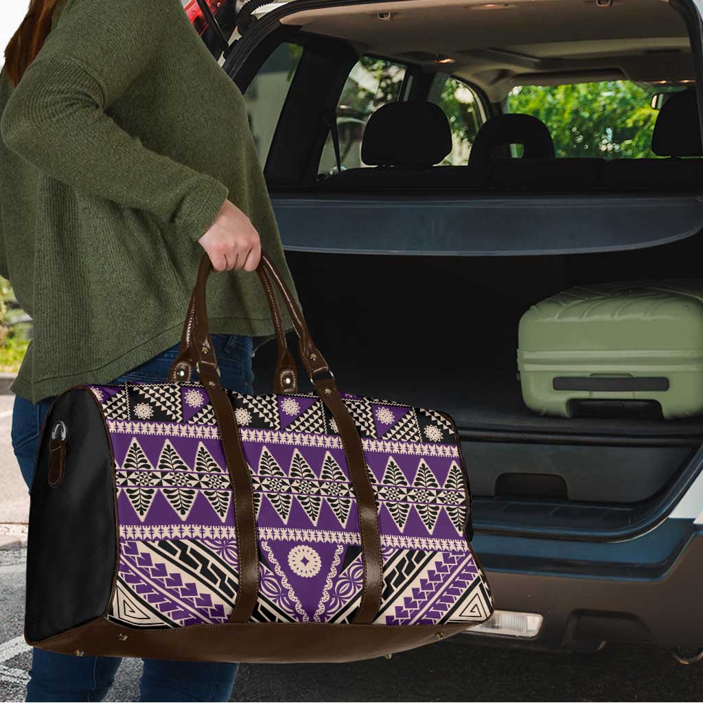 Vintage Bula Fiji Travel Bag Purple Tapa Masi Motif - Polynesian Pride