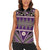 Vintage Bula Fiji Women Sleeveless Polo Shirt Purple Tapa Masi Motif