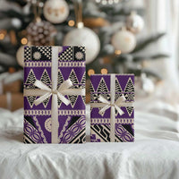 Vintage Bula Fiji Wrapping Paper Purple Tapa Masi Motif - Polynesian Pride