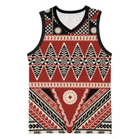 Vintage Bula Fiji Basketball Jersey Red Tapa Masi Motif LT9 Unisex Red - Polynesian Pride