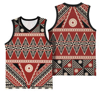 Vintage Bula Fiji Basketball Jersey Red Tapa Masi Motif LT9 - Polynesian Pride