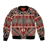 Vintage Bula Fiji Bomber Jacket Red Tapa Masi Motif