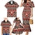 Vintage Bula Fiji Family Matching Mermaid Dress and Hawaiian Shirt Red Tapa Masi Motif