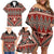 Vintage Bula Fiji Family Matching Off Shoulder Short Dress and Hawaiian Shirt Red Tapa Masi Motif