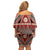 Vintage Bula Fiji Family Matching Off Shoulder Short Dress and Hawaiian Shirt Red Tapa Masi Motif