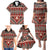 Vintage Bula Fiji Family Matching Puletasi and Hawaiian Shirt Red Tapa Masi Motif