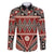 Vintage Bula Fiji Family Matching Summer Maxi Dress and Hawaiian Shirt Red Tapa Masi Motif