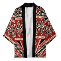 Vintage Bula Fiji Kimono Red Tapa Masi Motif - Polynesian Pride