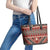 Vintage Bula Fiji Leather Tote Bag Red Tapa Masi Motif