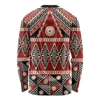 Vintage Bula Fiji Long Sleeve Shirt Red Tapa Masi Motif