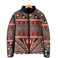 Vintage Bula Fiji Padded Jacket Red Tapa Masi Motif LT9 - Polynesian Pride