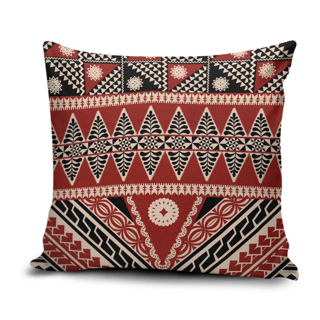 Vintage Bula Fiji Pillow Cover Red Tapa Masi Motif - Polynesian Pride